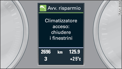 Quadro strumenti: avvertenza risparmio